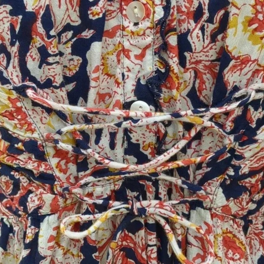 Anthropologie Antik Batik Cotton Puff Sleeve Button Up Gauzy Dress Medium - Picture 4 of 4